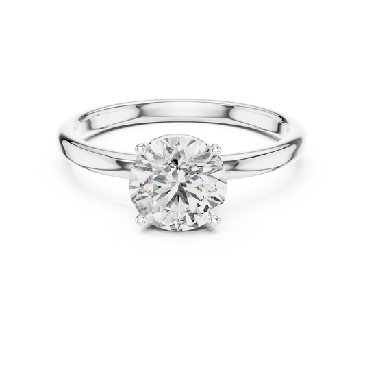 Round Lab Grown Diamond Solitaire Ring | Classic Elevated 4-Prong Setting | Solid Gold
