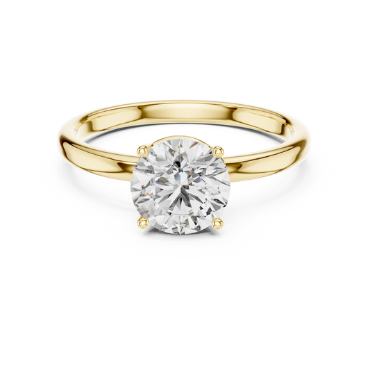 Round Lab Grown Diamond Solitaire Ring | Classic Elevated 4-Prong Setting | Solid Gold