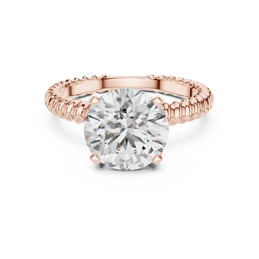 Round Lab Grown Diamond Solitaire Ring | Twisted Rope Eternity Band | Solid Gold