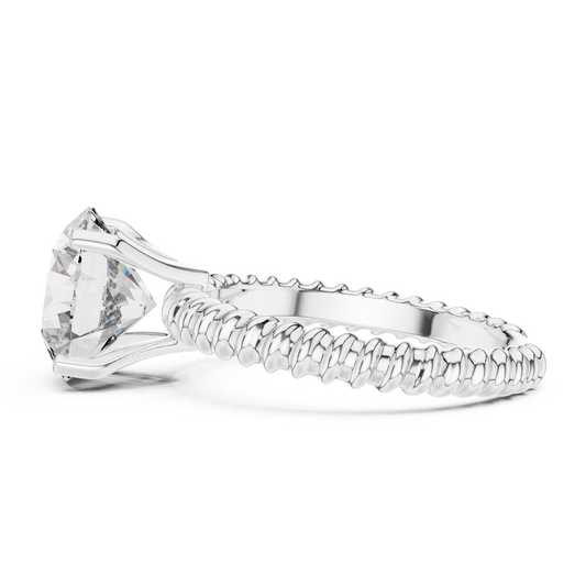 Round Lab Grown Diamond Solitaire Ring | Twisted Rope Eternity Band | Solid Gold