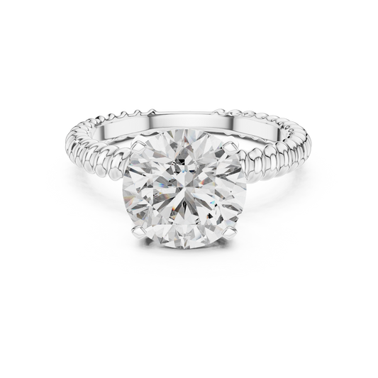 Round Lab Grown Diamond Solitaire Ring | Twisted Rope Eternity Band | Solid Gold