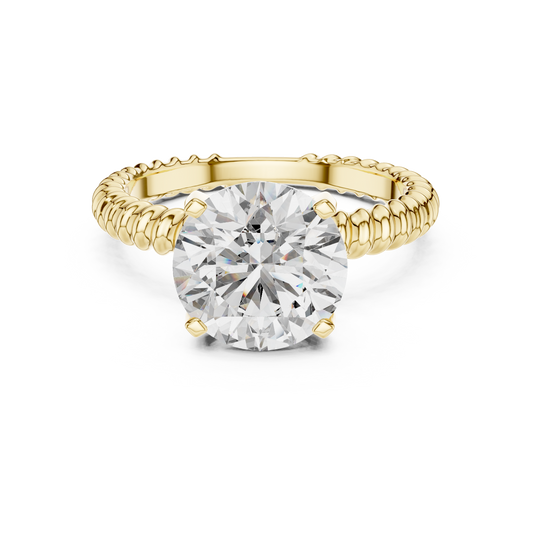 Round Lab Grown Diamond Solitaire Ring | Twisted Rope Eternity Band | Solid Gold
