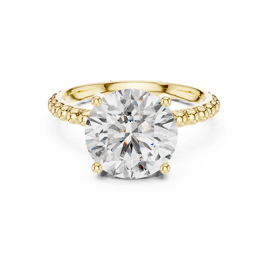 Round Lab Grown Diamond Solitaire Ring | Beaded Bubble Eternity Band | Solid Gold