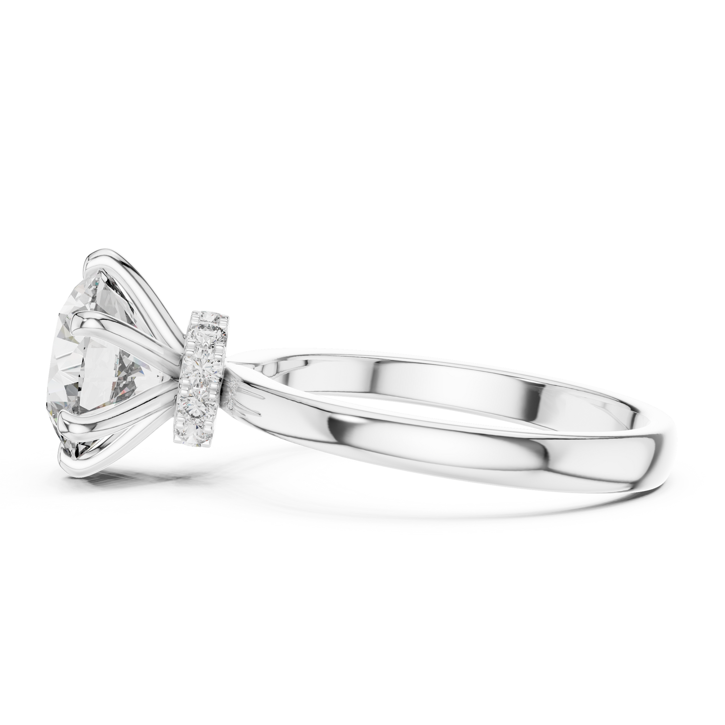 Round Lab Grown Diamond Engagement Ring | Hidden Halo Solitaire | 10K, 14K, and 18K Gold