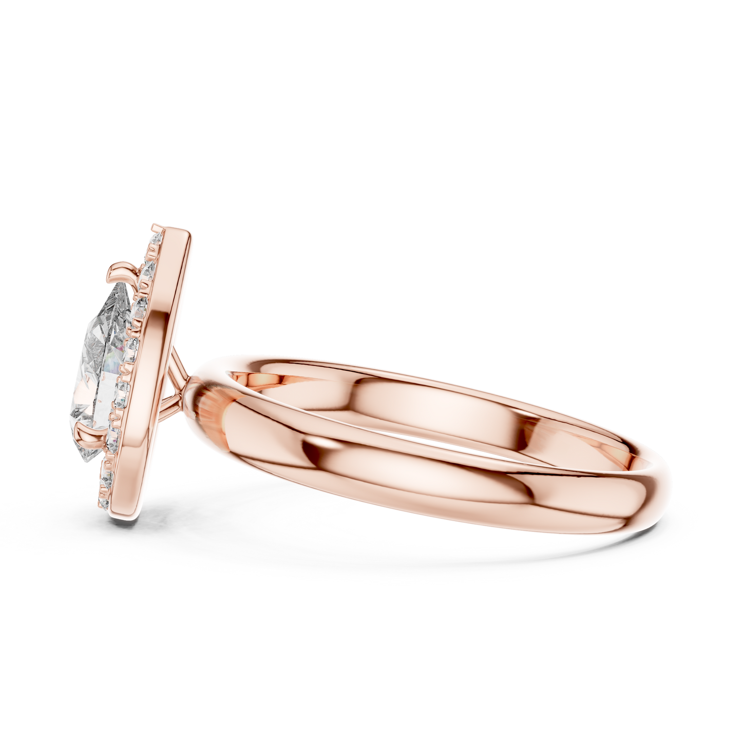Pear Cut Lab Grown Diamond Engagement Ring | Sparkling Halo Solitaire | 10K, 14K, and 18K Gold