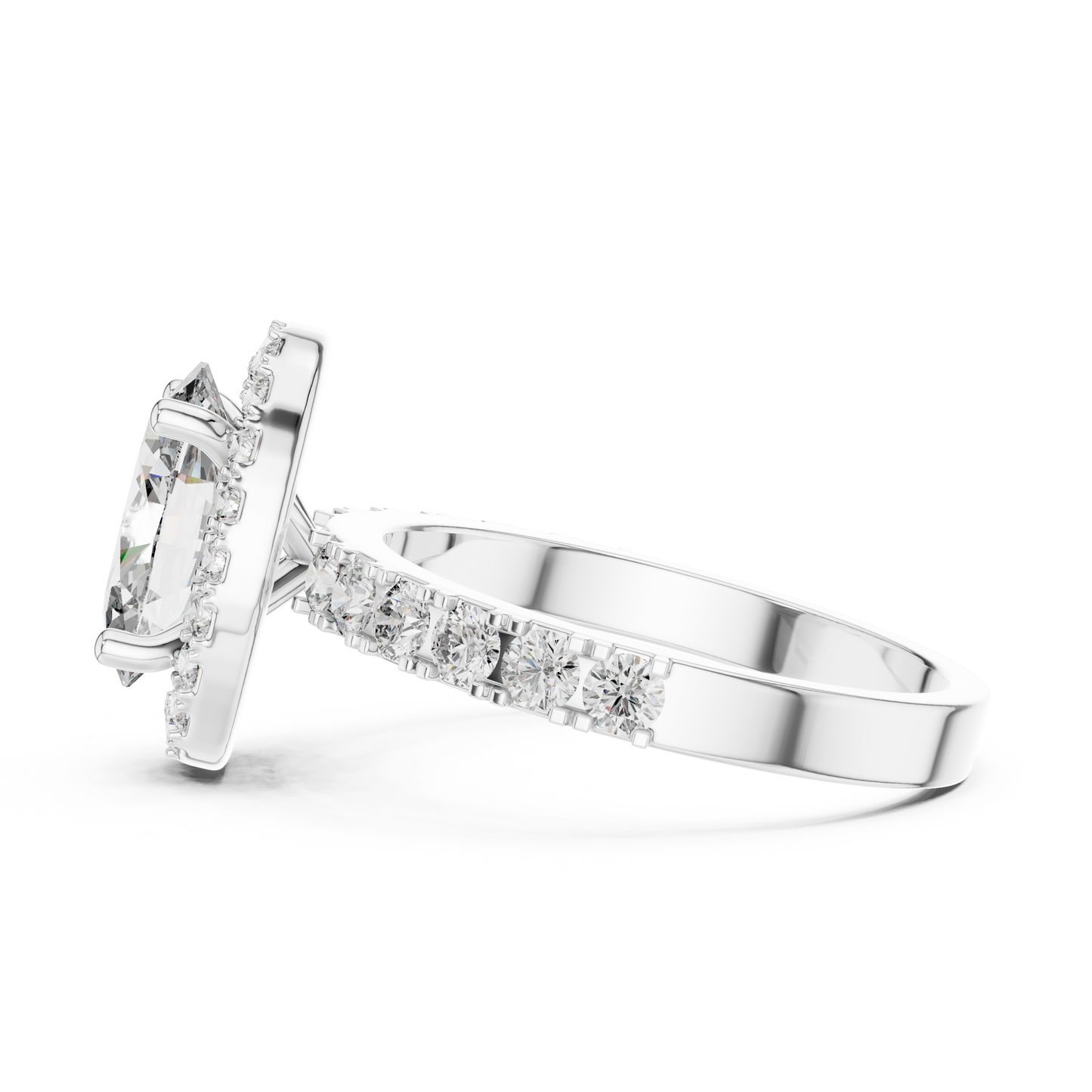 Oval Lab Grown Diamond Engagement Ring | Hidden Halo & Bubble Pavé Band | 10K, 14K, and 18K Gold