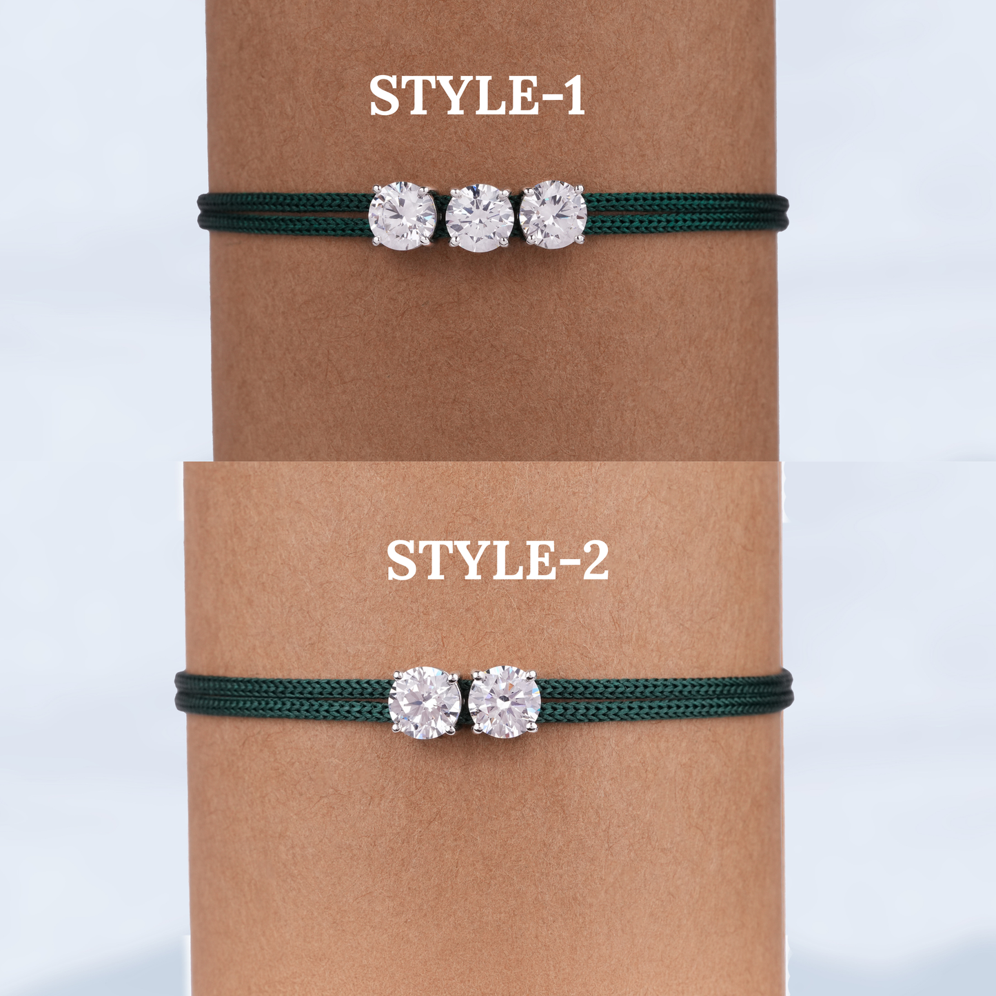 Round Cut Moissanite Rakhi Bracelet, Adjustable Silk Thread, Brother Raksha Bandhan Gift