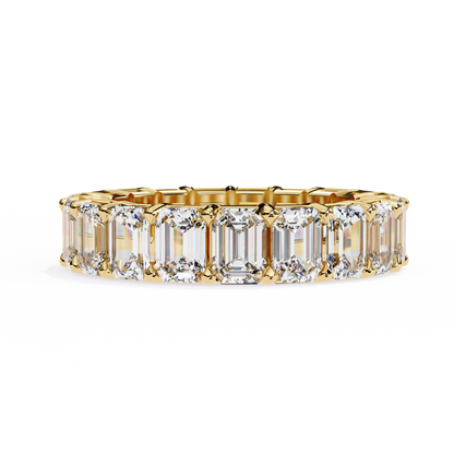Emerald Cut Lab Diamond Band Ring – 10K/14K/18K Gold – Minimalist Stackable Ring