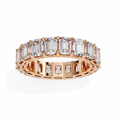 Emerald Cut Lab Diamond Band Ring – 10K/14K/18K Gold – Minimalist Stackable Ring