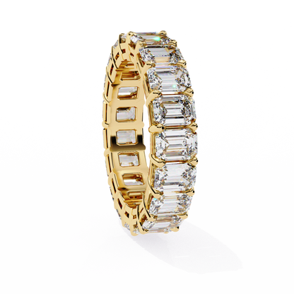 Emerald Cut Lab Diamond Band Ring – 10K/14K/18K Gold – Minimalist Stackable Ring