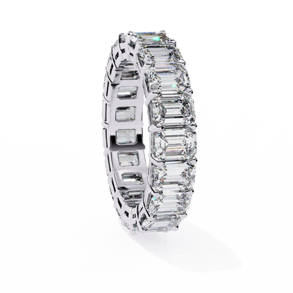 Emerald Cut Lab Diamond Band Ring – 10K/14K/18K Gold – Minimalist Stackable Ring