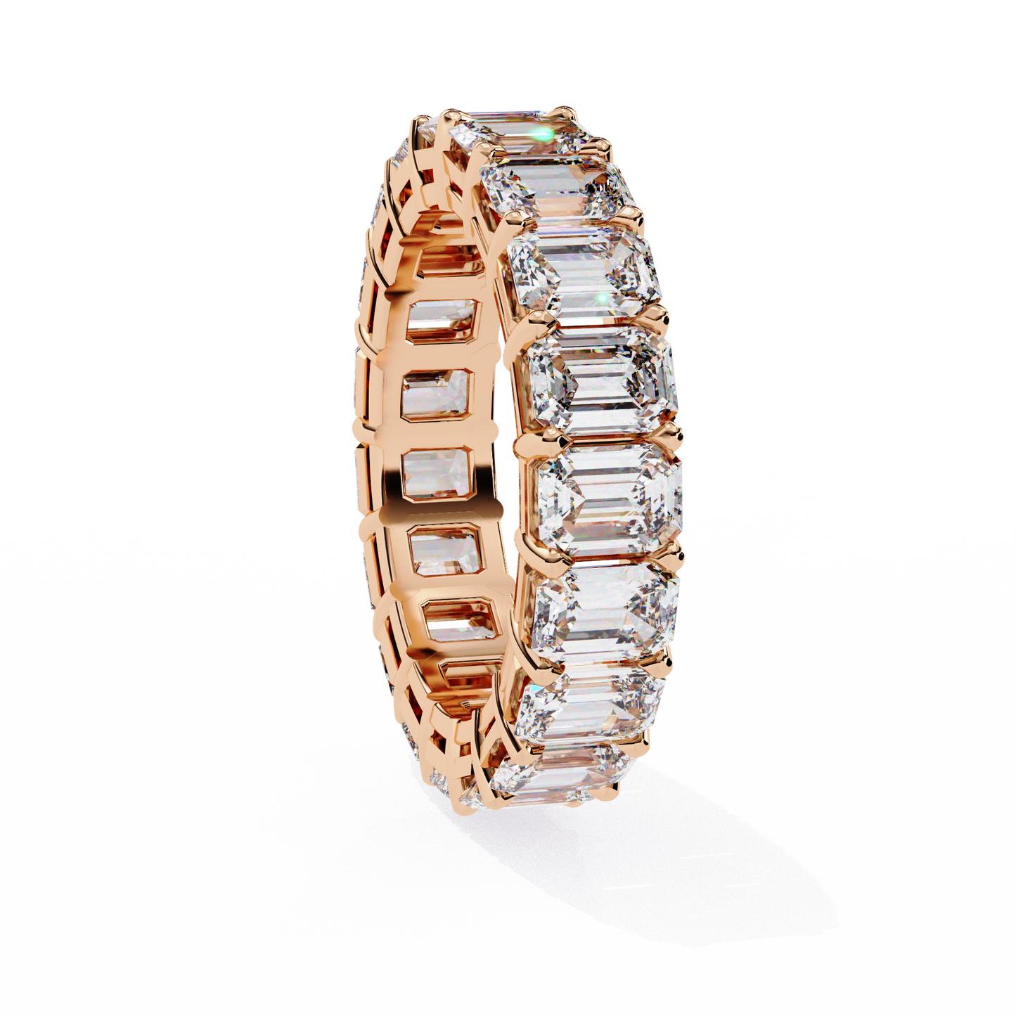 Emerald Cut Lab Diamond Band Ring – 10K/14K/18K Gold – Minimalist Stackable Ring