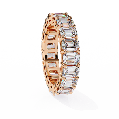 Emerald Cut Lab Diamond Band Ring – 10K/14K/18K Gold – Minimalist Stackable Ring