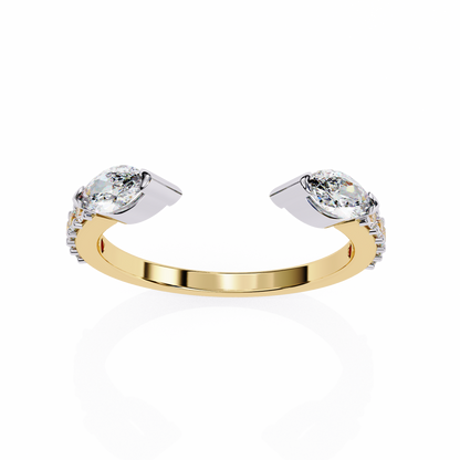 Marquise & Round Lab Diamond Dual Shape Band – 10K 14K 18K Solid Gold – Modern Mixed Cut Ring