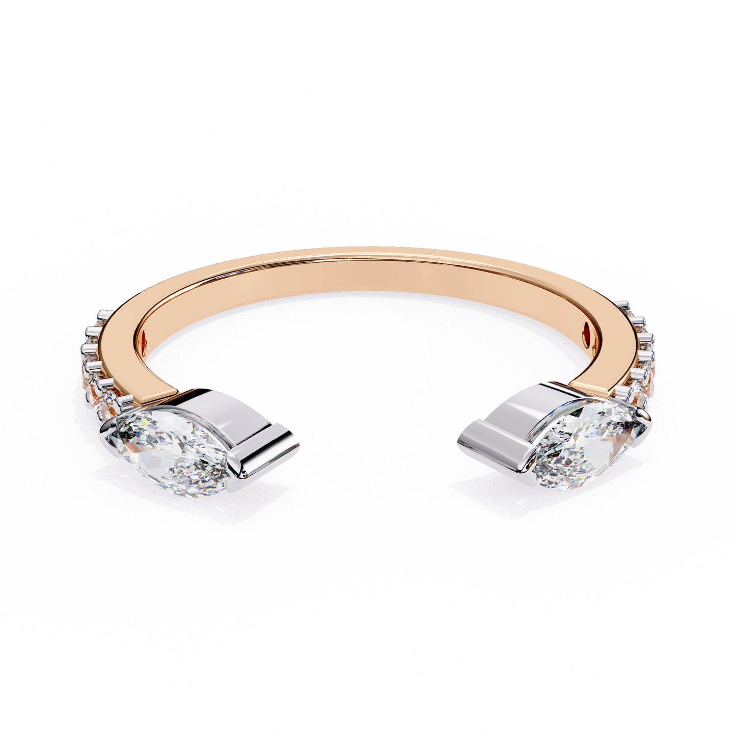 Marquise & Round Lab Diamond Dual Shape Band – 10K 14K 18K Solid Gold – Modern Mixed Cut Ring