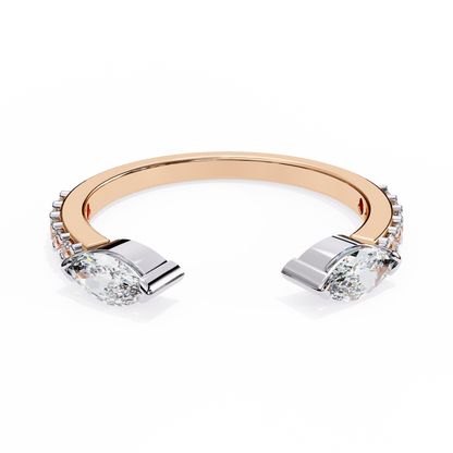 Marquise & Round Lab Diamond Dual Shape Band – 10K 14K 18K Solid Gold – Modern Mixed Cut Ring