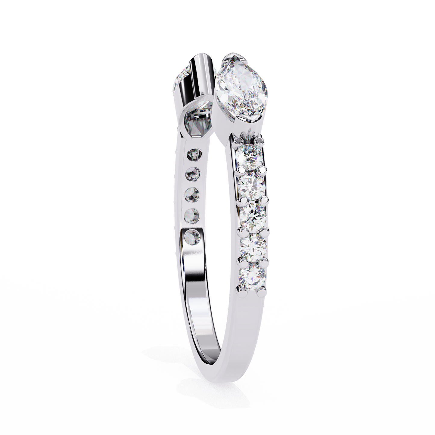 Marquise & Round Lab Diamond Dual Shape Band – 10K 14K 18K Solid Gold – Modern Mixed Cut Ring