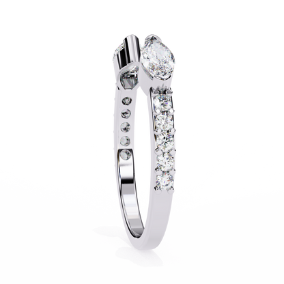 Marquise & Round Lab Diamond Dual Shape Band – 10K 14K 18K Solid Gold – Modern Mixed Cut Ring