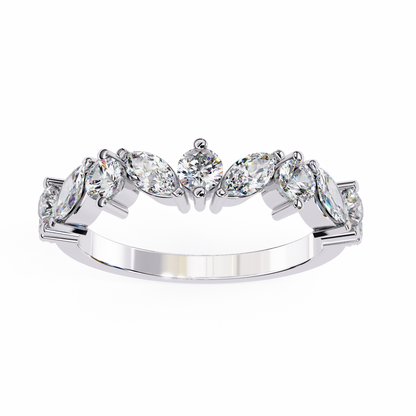 Marquise & Round Lab Diamond Duo Band – Elegant Two Shape Ring – 10K 14K 18K Solid Gold