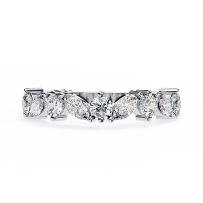 Marquise & Round Lab Diamond Duo Band – Elegant Two Shape Ring – 10K 14K 18K Solid Gold