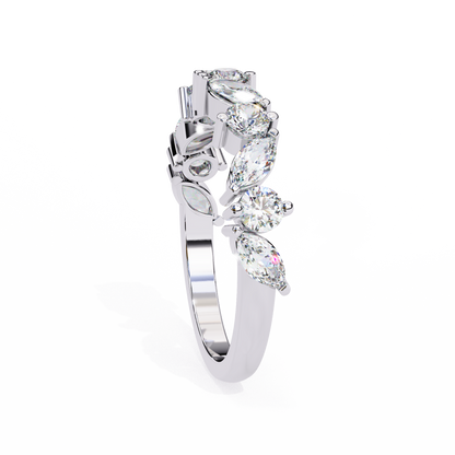 Marquise & Round Lab Diamond Duo Band – Elegant Two Shape Ring – 10K 14K 18K Solid Gold