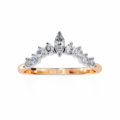 Marquise & Round Lab Diamond Cluster Band – Modern Mixed Shape Ring – 10K 14K 18K Solid Gold