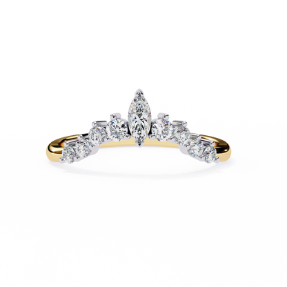 Marquise & Round Lab Diamond Cluster Band – Modern Mixed Shape Ring – 10K 14K 18K Solid Gold