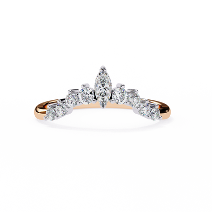 Marquise & Round Lab Diamond Cluster Band – Modern Mixed Shape Ring – 10K 14K 18K Solid Gold