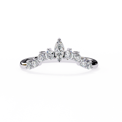 Marquise & Round Lab Diamond Cluster Band – Modern Mixed Shape Ring – 10K 14K 18K Solid Gold