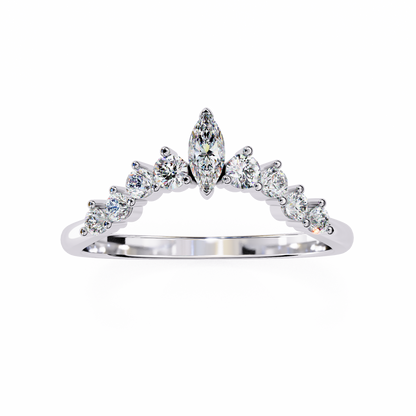 Marquise & Round Lab Diamond Cluster Band – Modern Mixed Shape Ring – 10K 14K 18K Solid Gold