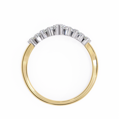 Marquise & Round Lab Diamond Cluster Band – Modern Mixed Shape Ring – 10K 14K 18K Solid Gold