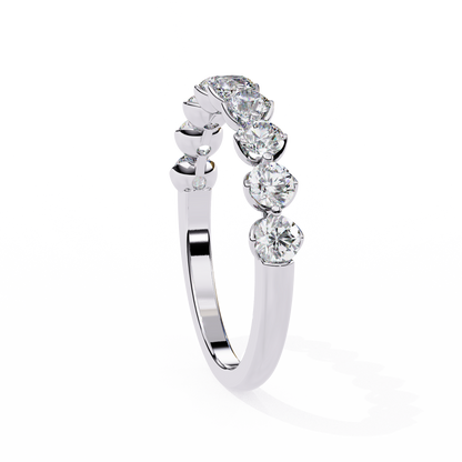 Petite Round Lab Diamond Eleven-Stone Band – Dainty Elegance Ring