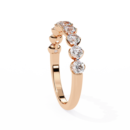 Petite Round Lab Diamond Eleven-Stone Band – Dainty Elegance Ring