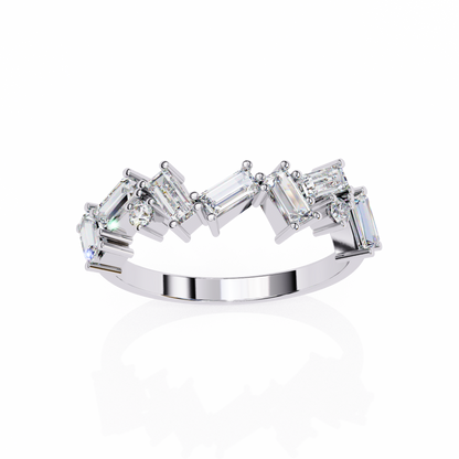 Baguette & Round Lab Diamond Duo Band – Modern Geometric Ring – 10K 14K 18K Solid Gold