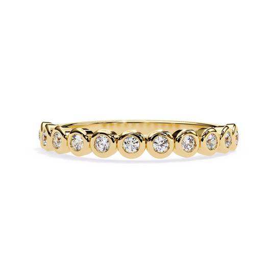 Bold Round Lab Diamond Band – 9 Stone Statement Ring – 10K 14K 18K Solid Gold