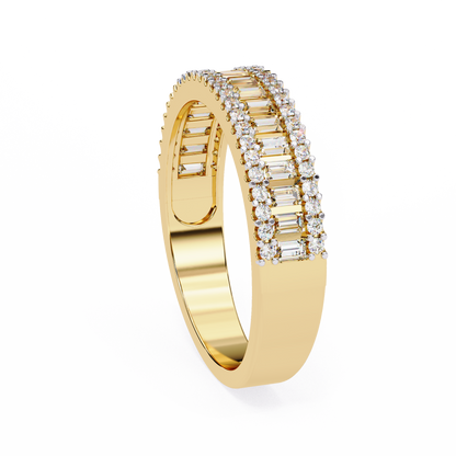 Double Row Lab Diamond Baguette and Round Band – Luxe Statement Ring