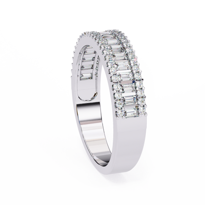 Double Row Lab Diamond Baguette and Round Band – Luxe Statement Ring