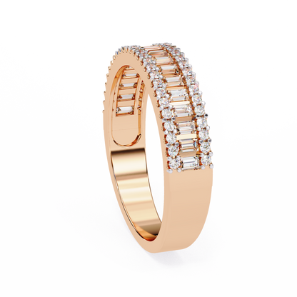 Double Row Lab Diamond Baguette and Round Band – Luxe Statement Ring