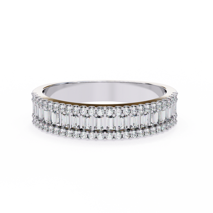 Double Row Lab Diamond Baguette and Round Band – Luxe Statement Ring