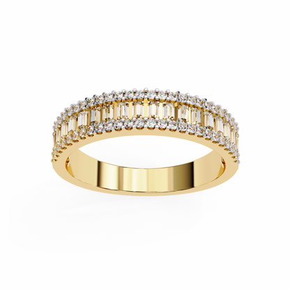 Double Row Lab Diamond Baguette and Round Band – Luxe Statement Ring