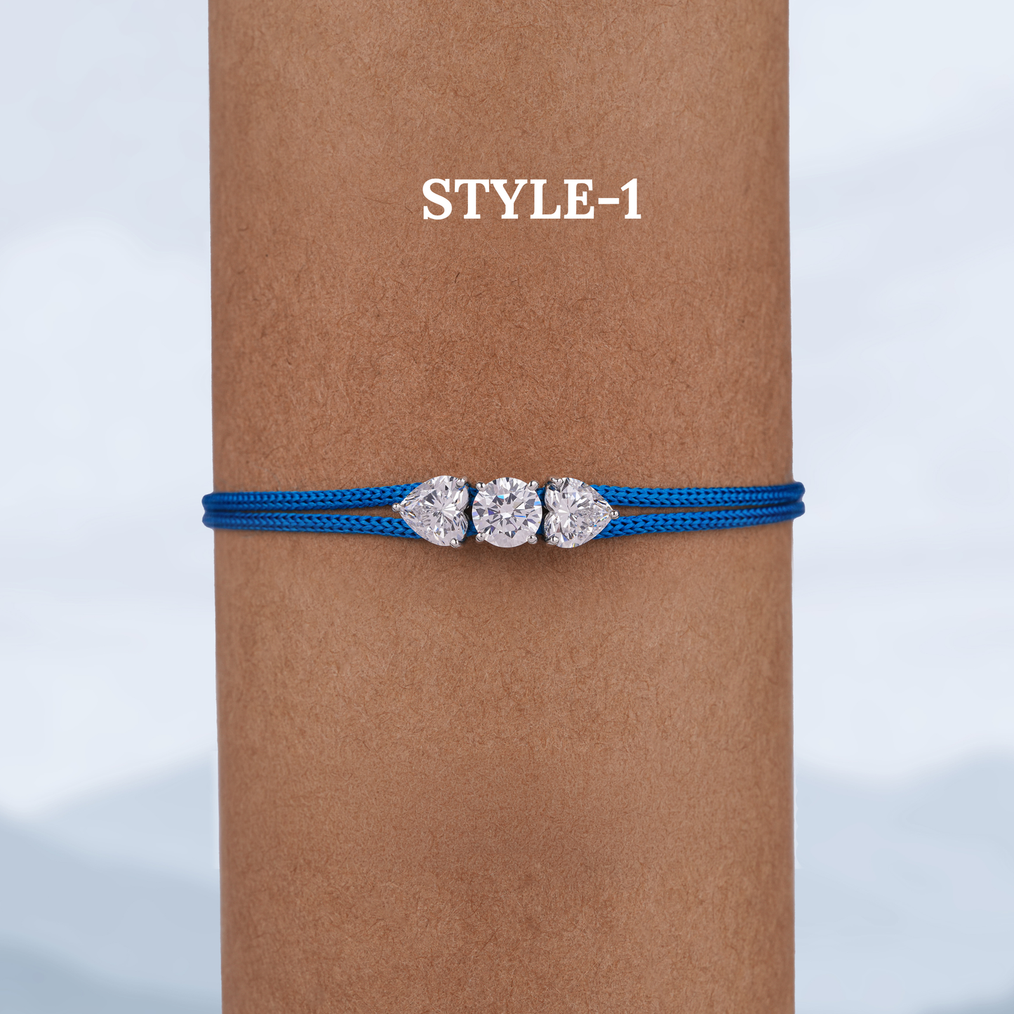 Heart & Round Moissanite Rakhi Bracelet | Sterling Silver Silk Thread Adjustable Raksha Bandhan Gift