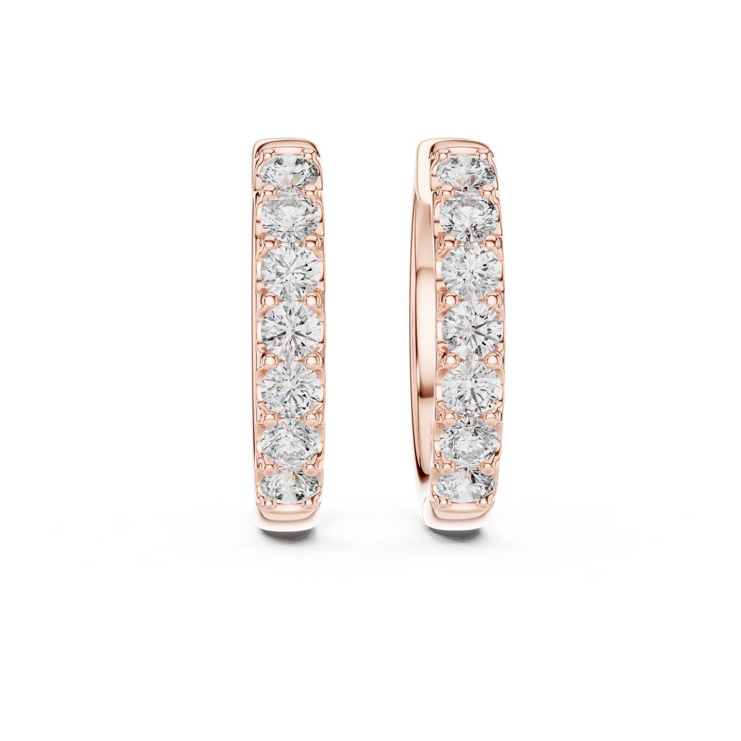 Round Lab Grown Diamond Huggie Hoop Earrings | U-Cut Pavé Setting | 10K, 14K, and 18K Gold