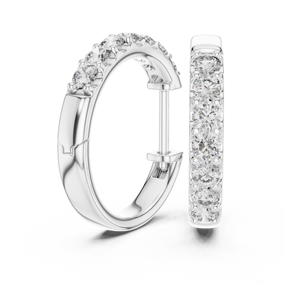 Round Lab Grown Diamond Huggie Hoop Earrings | U-Cut Pavé Setting | 10K, 14K, and 18K Gold