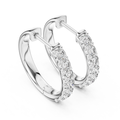 Round Lab Grown Diamond Huggie Hoop Earrings | U-Cut Pavé Setting | 10K, 14K, and 18K Gold