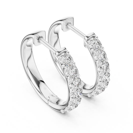 Round Lab Grown Diamond Huggie Hoop Earrings | U-Cut Pavé Setting | 10K, 14K, and 18K Gold