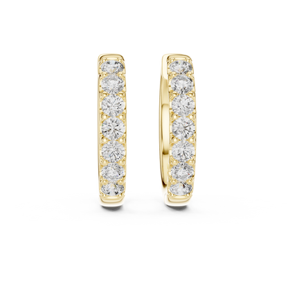Round Lab Grown Diamond Huggie Hoop Earrings | U-Cut Pavé Setting | 10K, 14K, and 18K Gold