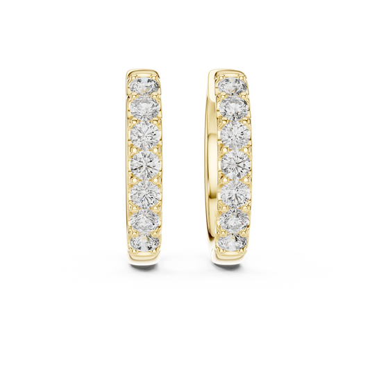 Round Lab Grown Diamond Huggie Hoop Earrings | U-Cut Pavé Setting | 10K, 14K, and 18K Gold