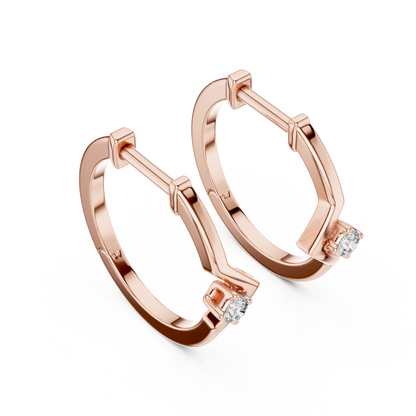 Round Lab Grown Diamond Chevron Huggie Hoops | V-Shape Wishbone Earrings | 10K, 14K, and 18K Gold