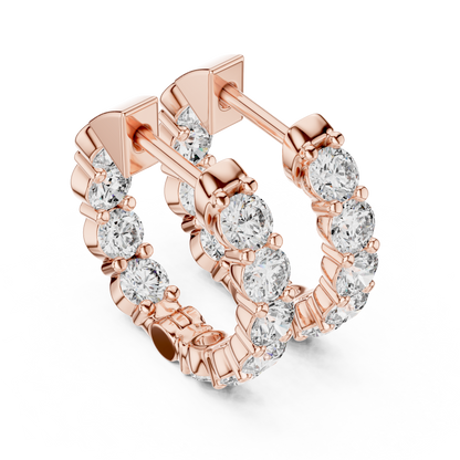 Round Lab Grown Diamond Shared-Prong Hoop Earrings | 1.60 TCW | 10K, 14K, and 18K Gold