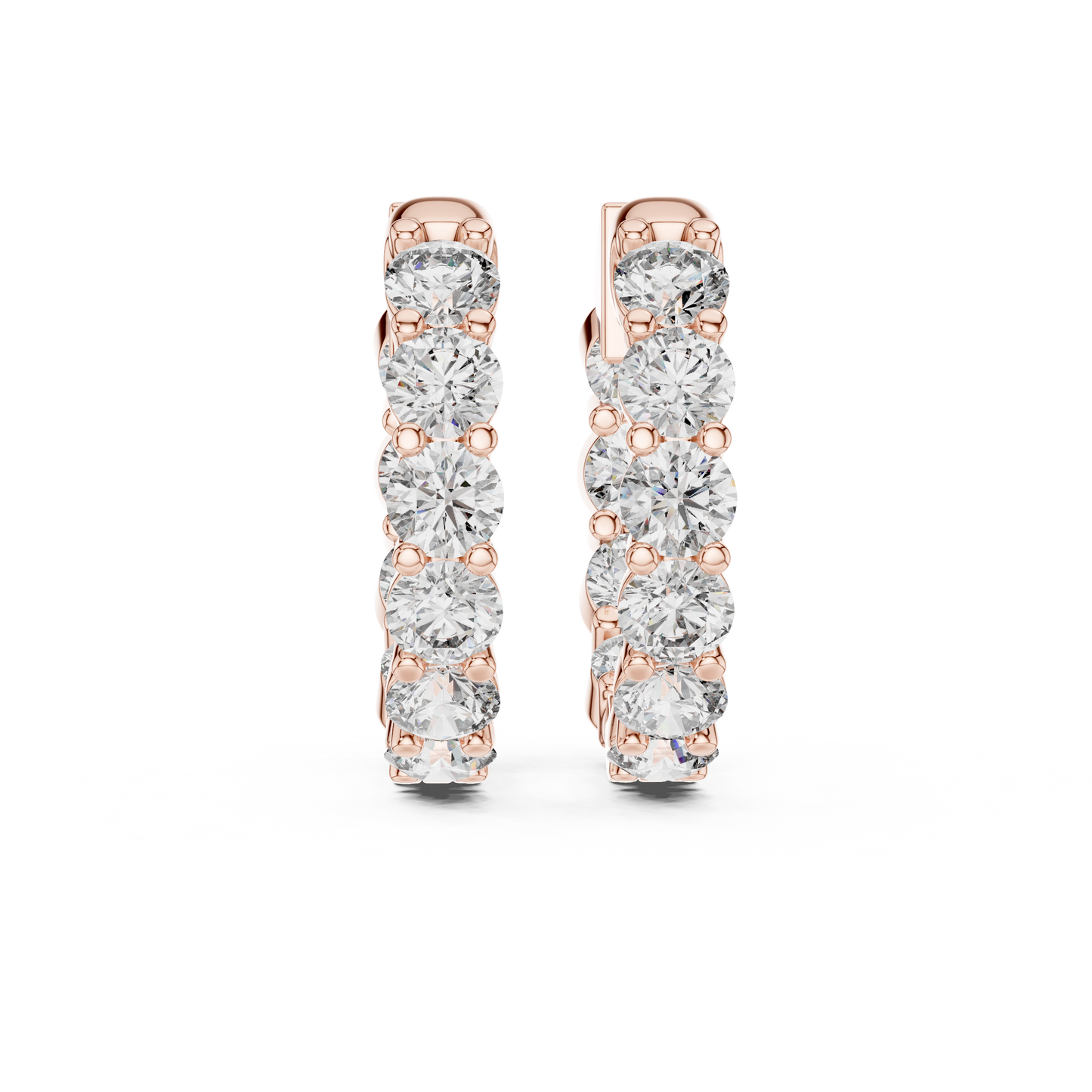 Round Lab Grown Diamond Shared-Prong Hoop Earrings | 1.60 TCW | 10K, 14K, and 18K Gold